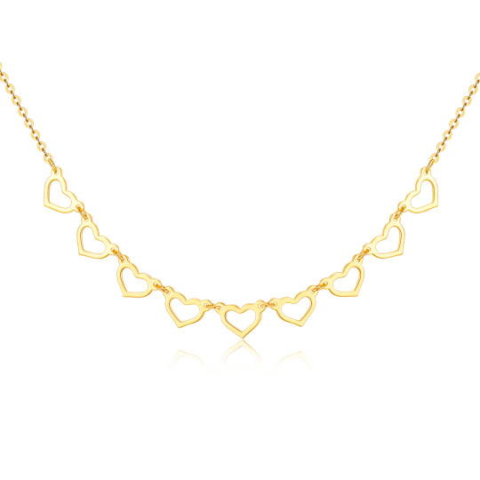 18K Gold Heart With Heart Metal Choker Necklace