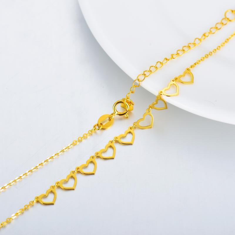 Sterling Silver with Yellow Gold Plated Heart With Heart Metal Choker Necklace-4