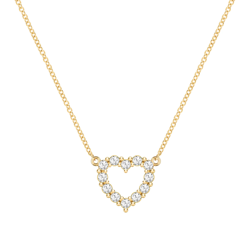 Gold Vermeil Cubic Zirconia Heart Necklace for Women-1