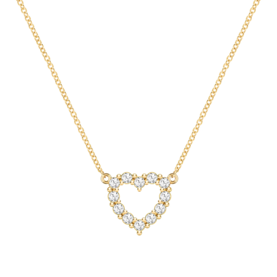 Gold Vermeil Cubic Zirconia Heart Necklace for Women