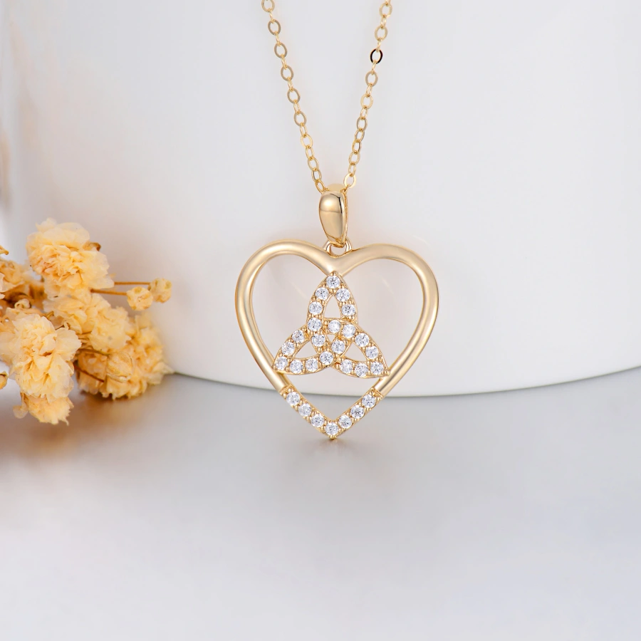 Gold Vermeil Cubic Zirconia Heart Necklace for Women-4