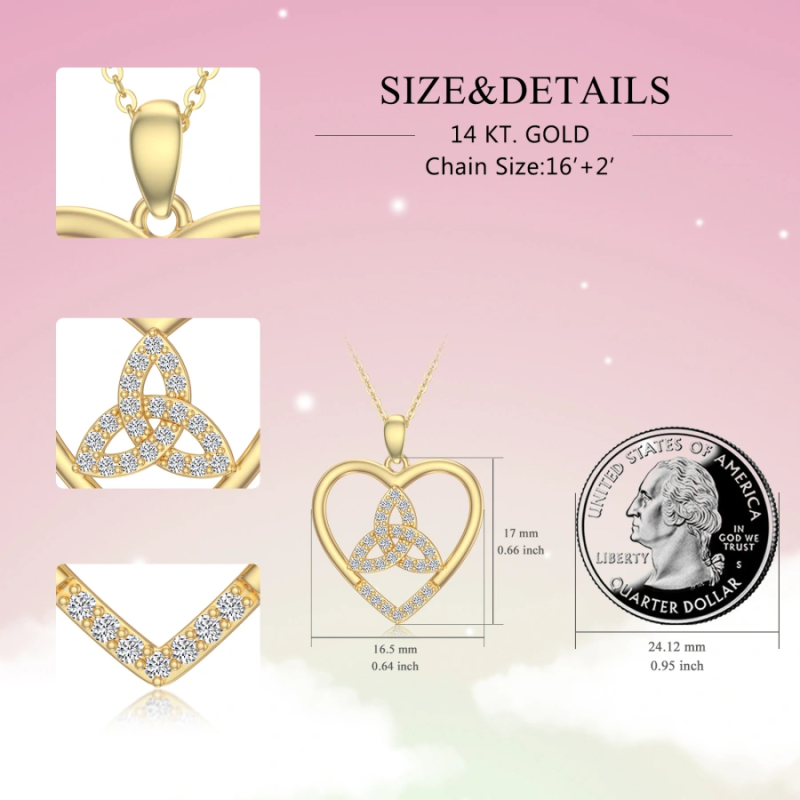 Herzförmige Halskette aus 18-karätigem Gold mit Zirkonia für Damen-5