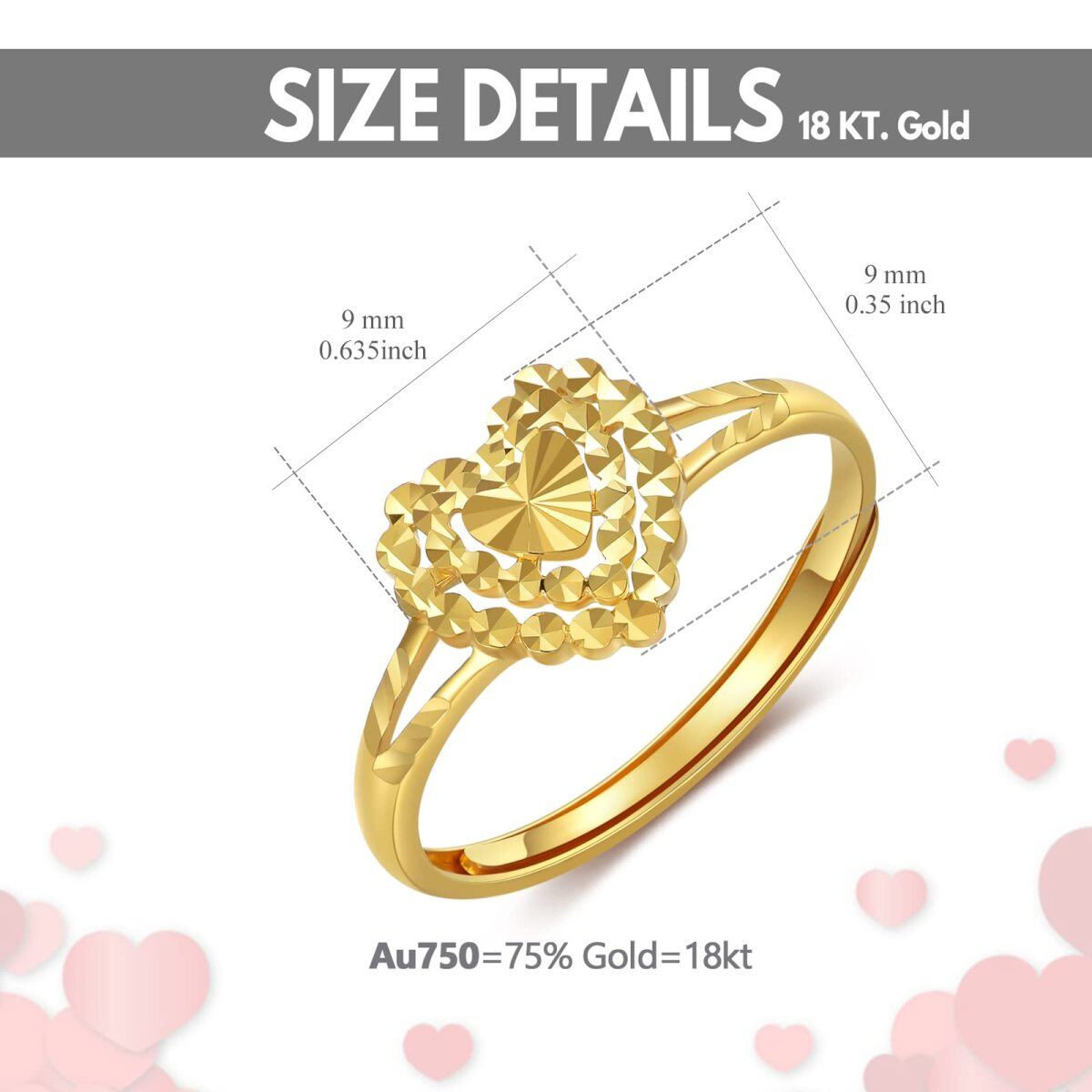 14K Gold Heart Open Ring-5