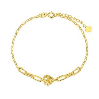 10K Gold Heart Charm Bracelet-11