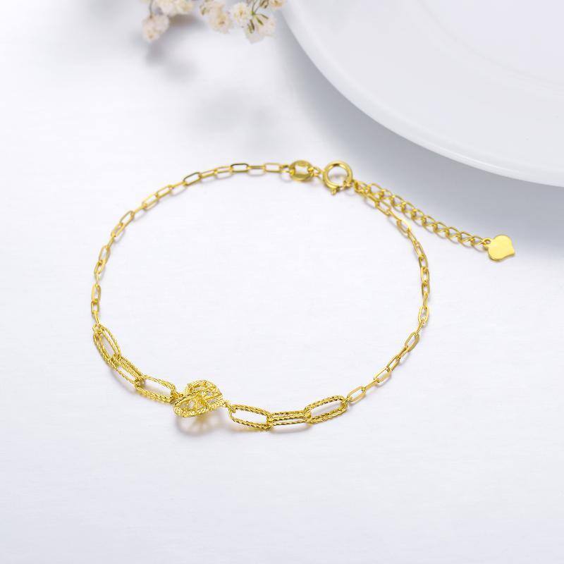 10K Gold Heart Charm Bracelet-2