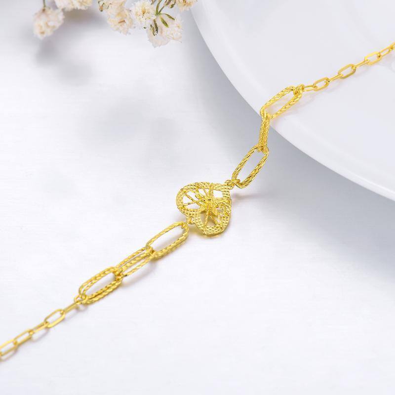 18K Gold Heart Charm Bracelet-3