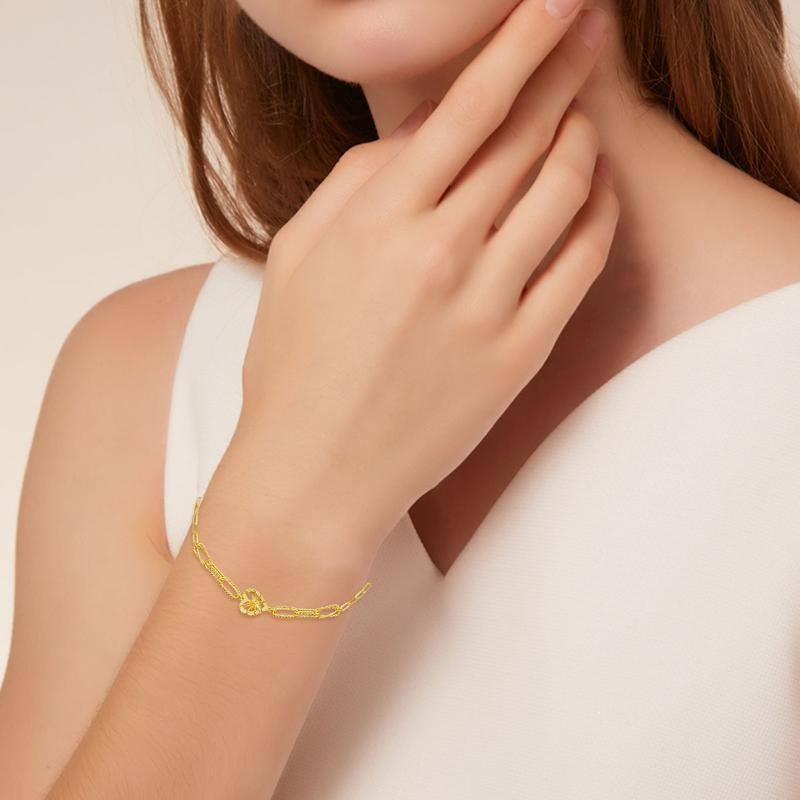 10K Gold Heart Charm Bracelet-4