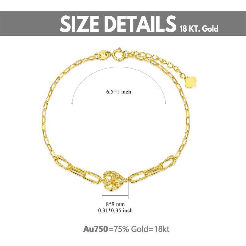 18K Gold Heart Charm Bracelet-5