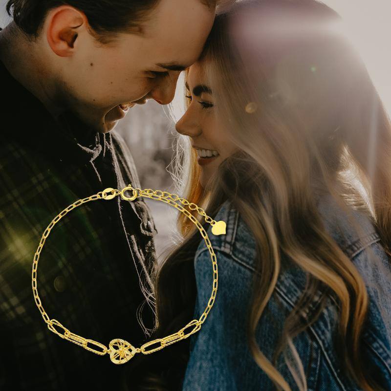 10K Gold Heart Charm Bracelet-6
