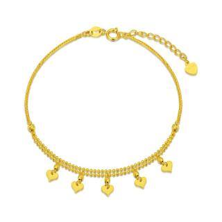 18K Gold Heart Pendant Bracelet-4