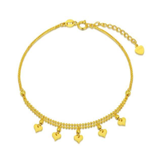 18K Gold Heart Pendant Bracelet