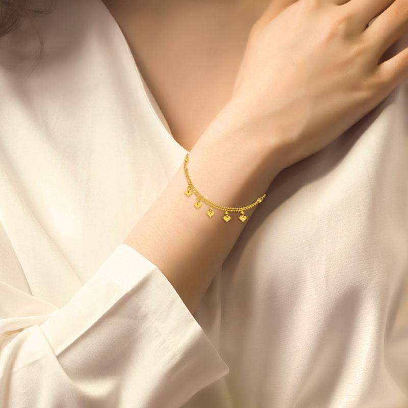 Bracciale con ciondolo a cuore in oro 14K-2