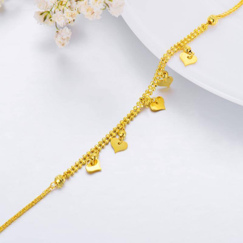 Bracciale con ciondolo a cuore in oro 14K-3