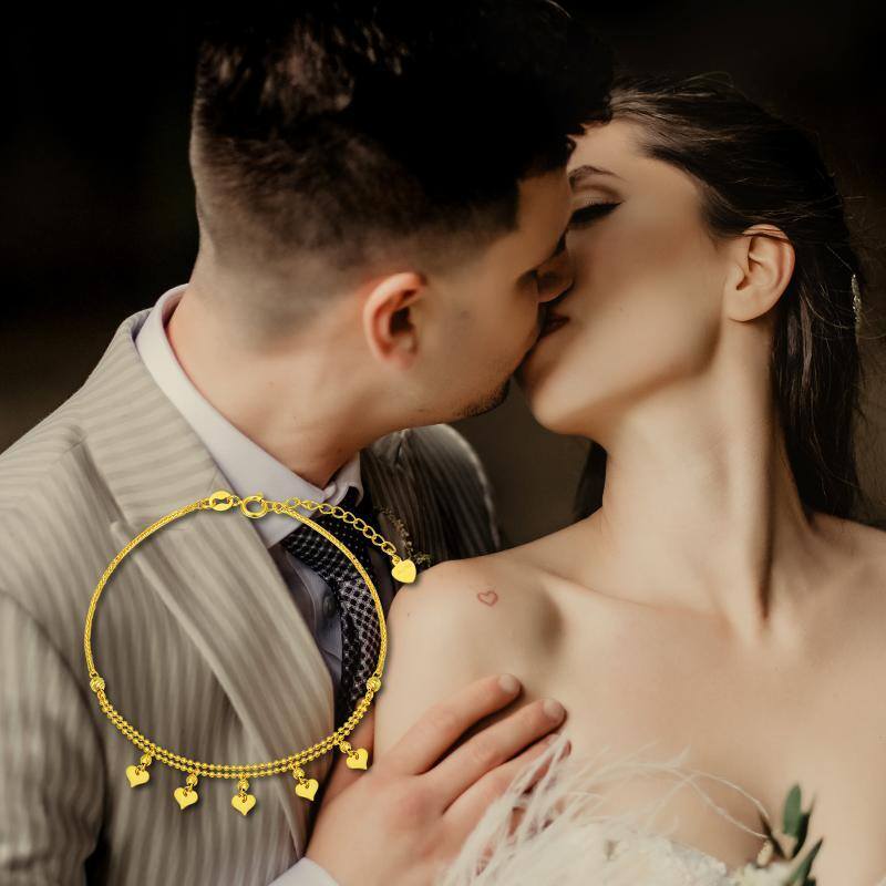 10K Gold Heart Charm Bracelet-6