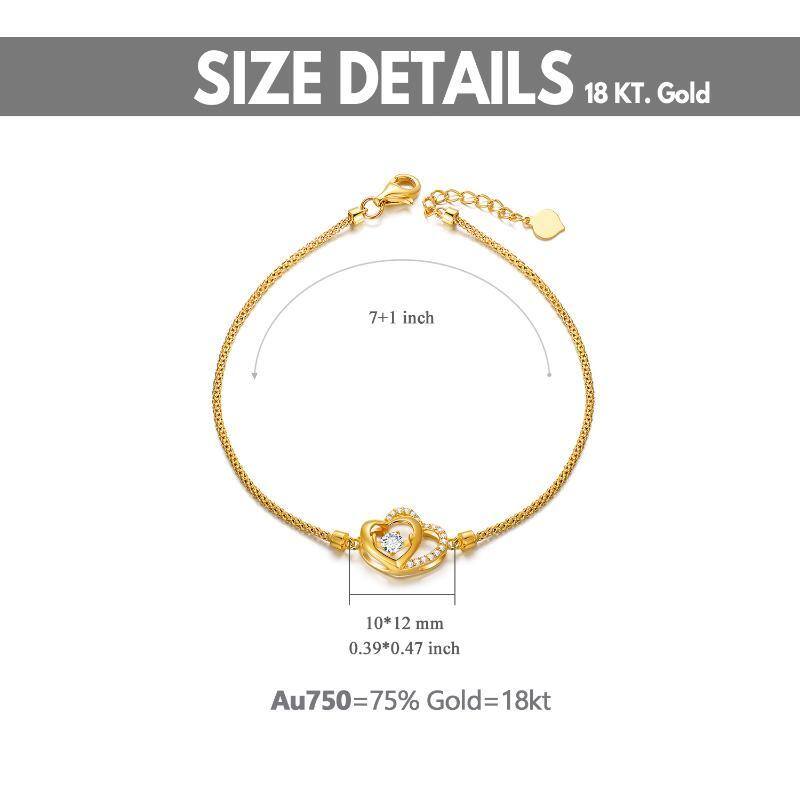 18K Gold Cubic Zirconia Interlocking Hearts Charm Bracelet For Women Best Friends-7