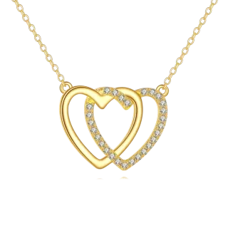 Gold Vermeil Plated Cubic Zirconia Heart Pendant Necklace for Women-6