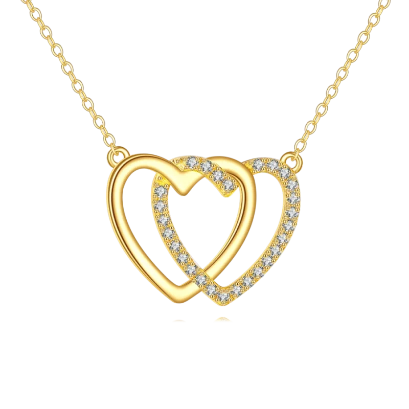 Vergoldete Halskette mit Herzanhänger und Zirkonia für Damen-1