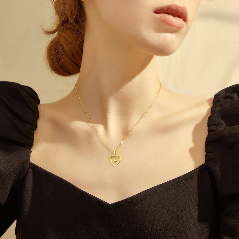 10K Gold Heart Pendant Necklace-2