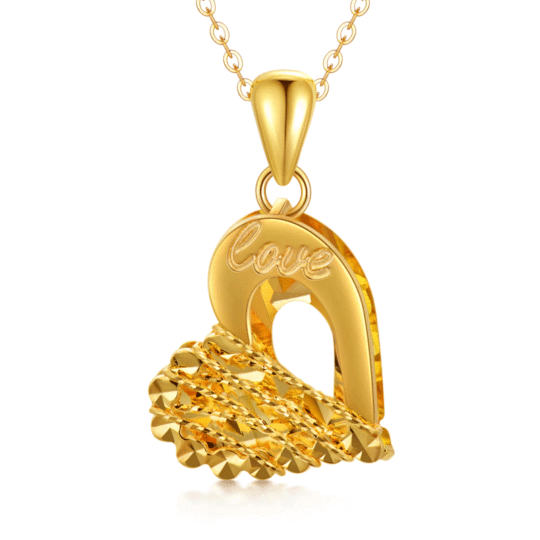 18K Gold Heart Pendant Necklace