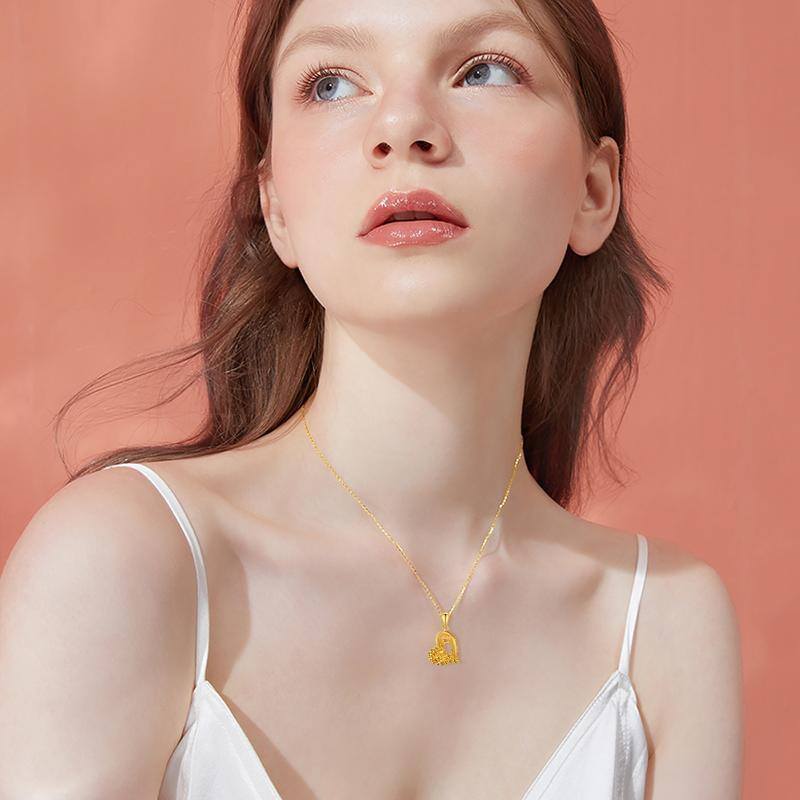 قلادة على شكل قلب من الذهب عيار 18 قيراطًا-2