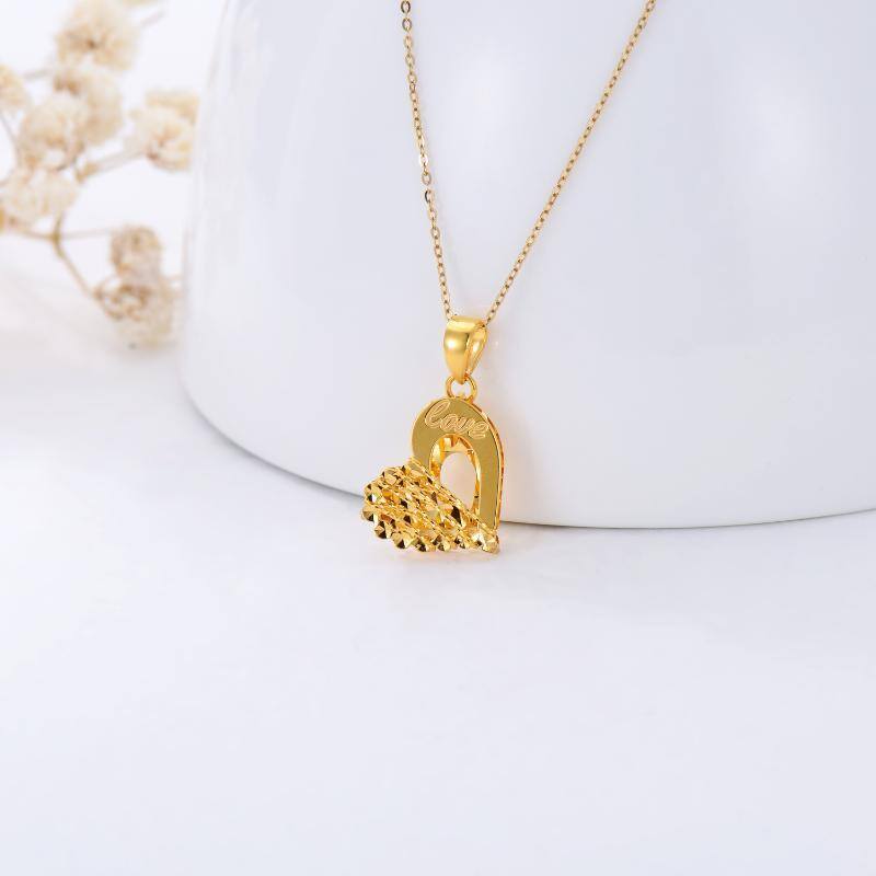10K Gold Heart Pendant Necklace-3
