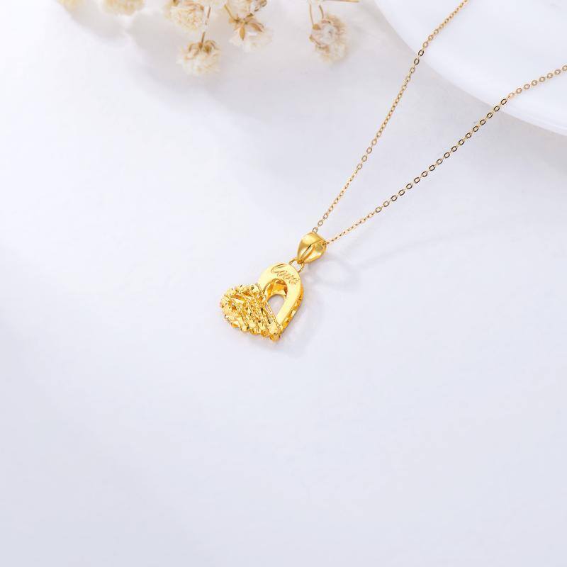10K Gold Heart Pendant Necklace-4