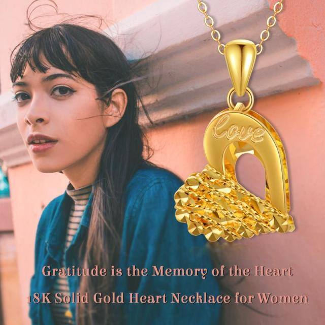 18K Gold Heart Pendant Necklace-5