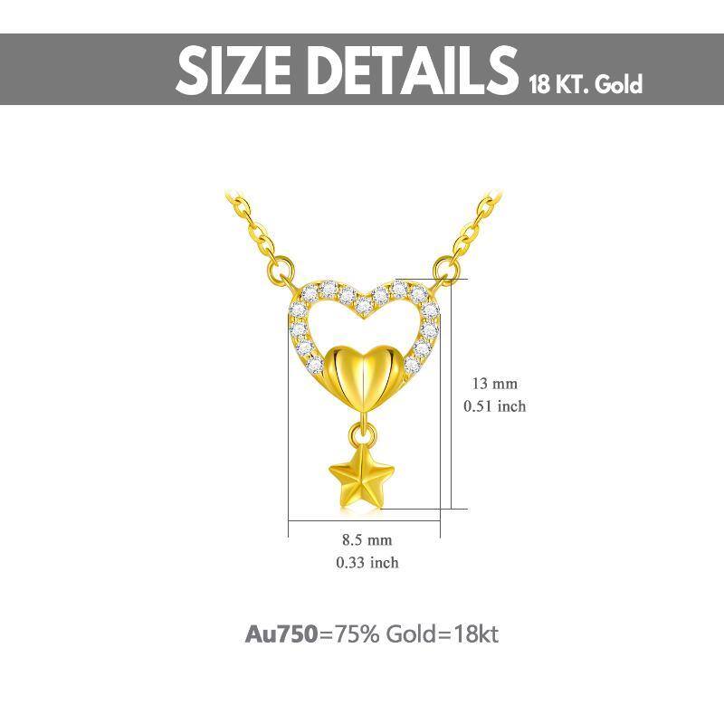 18K Gold Cubic Zirkonia Herz-Anhänger Halskette-5