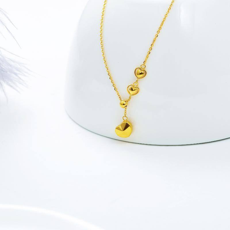 10K Gold Heart Pendant Necklace-3