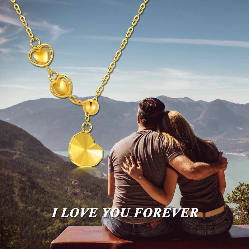 قلادة على شكل قلب من الذهب عيار 14 قيراطًا-6