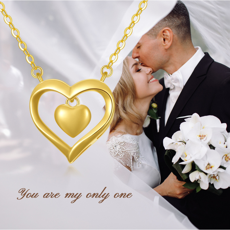 Colar com pendente coração em ouro 10K-3