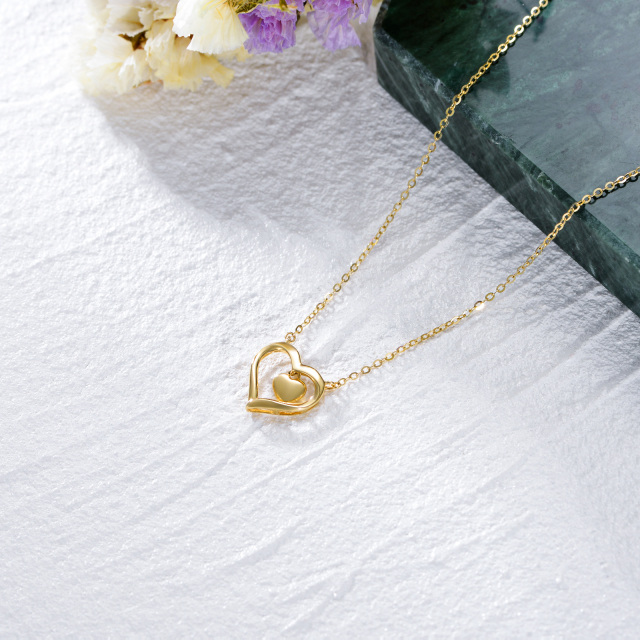 18K Gold Heart Pendant Necklace-5