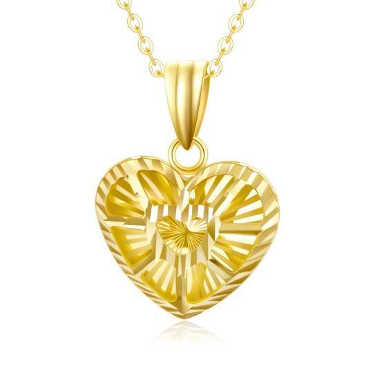 18K Gold Heart Pendant Necklace