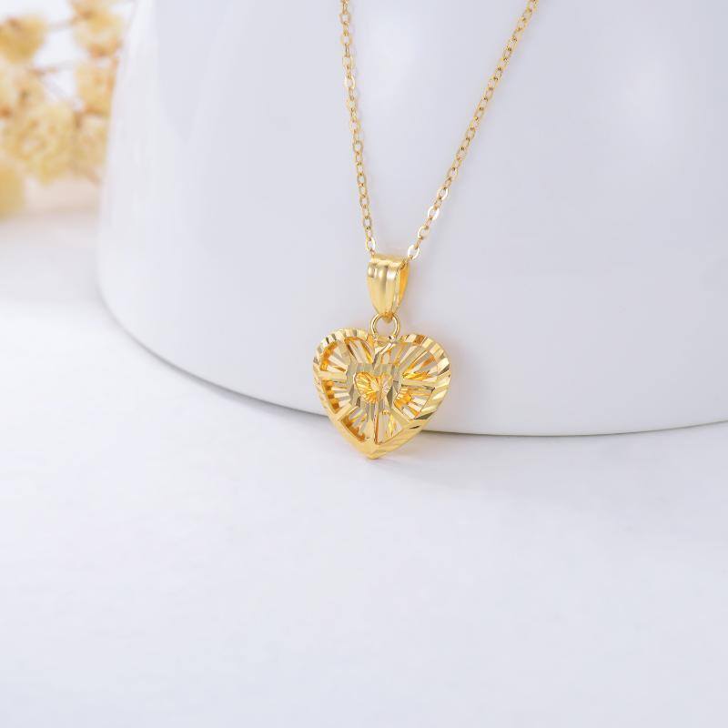 18K Gold Heart Pendant Necklace-3