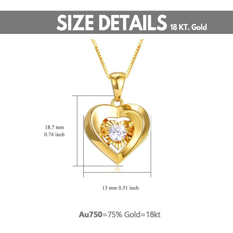 10K Gold Cubic Zirconia Heart Pendant Necklace-3