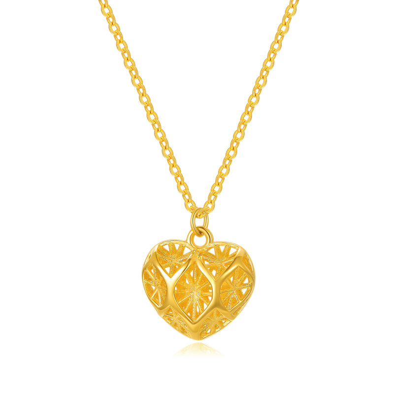 10K Gold Heart Pendant Necklace-1