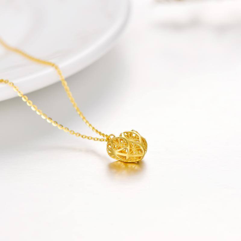 10K Gold Filigree Dainty Caged Heart Pendant Necklace-3