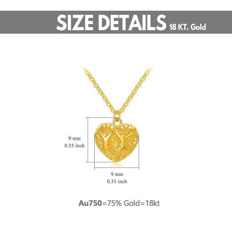10K Gold Filigree Dainty Caged Heart Pendant Necklace-7