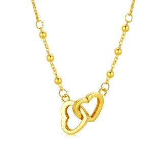 10K Gold Interlocking Hearts Pendant Necklace For Women-58