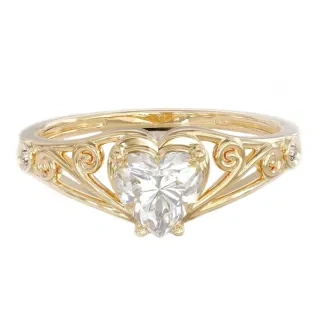 Gold Vermeil Heart Cubic Zirconia Ring for Women-7