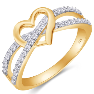 Anillo de oro vermeil con circonita cúbica en forma de corazón para mujer-8