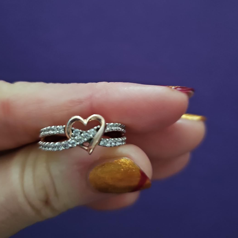 Anillo de oro vermeil con circonita cúbica en forma de corazón para mujer-4