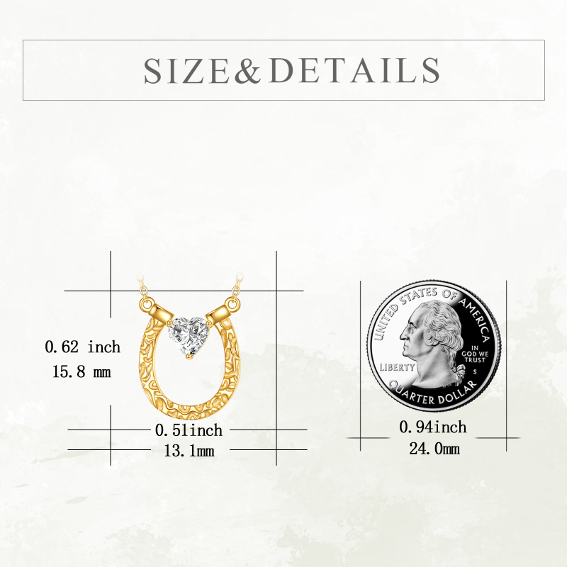 10K White Gold Heart Cut Moissanite Horseshoe Pendant Necklace-4