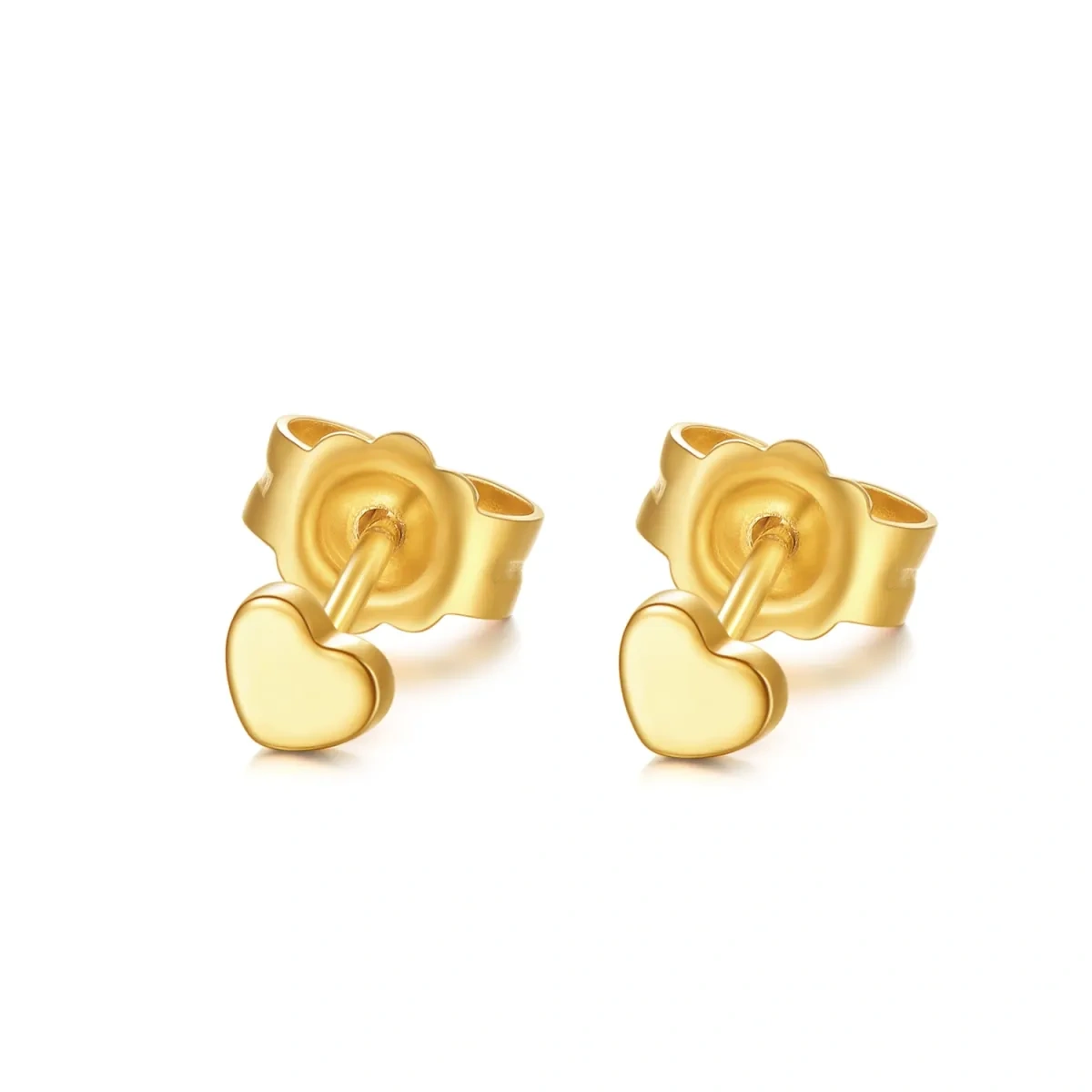 10K Gold Heart Stud Earrings-1