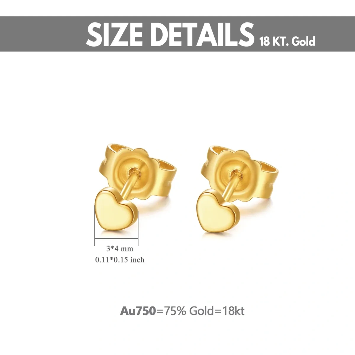 10K Gold Heart Stud Earrings-5