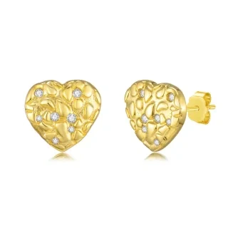 10K Gold Cubic Zirconia Heart Stud Earrings-11