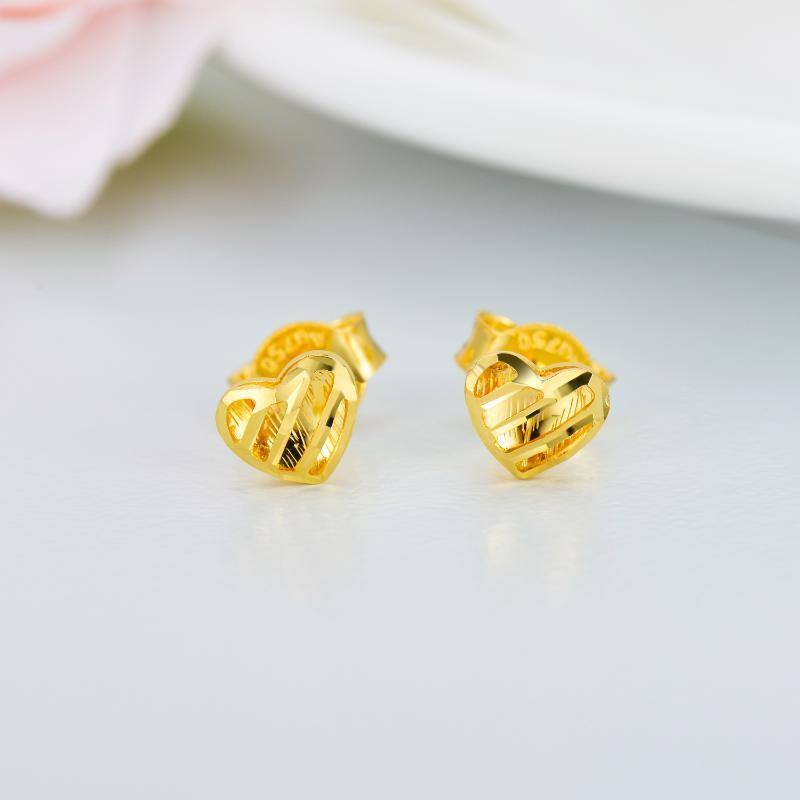 10K Gold Heart Stud Earrings-3