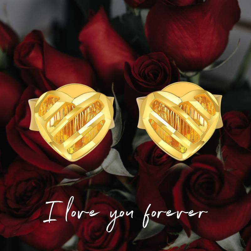 10K Gold Heart Stud Earrings-6
