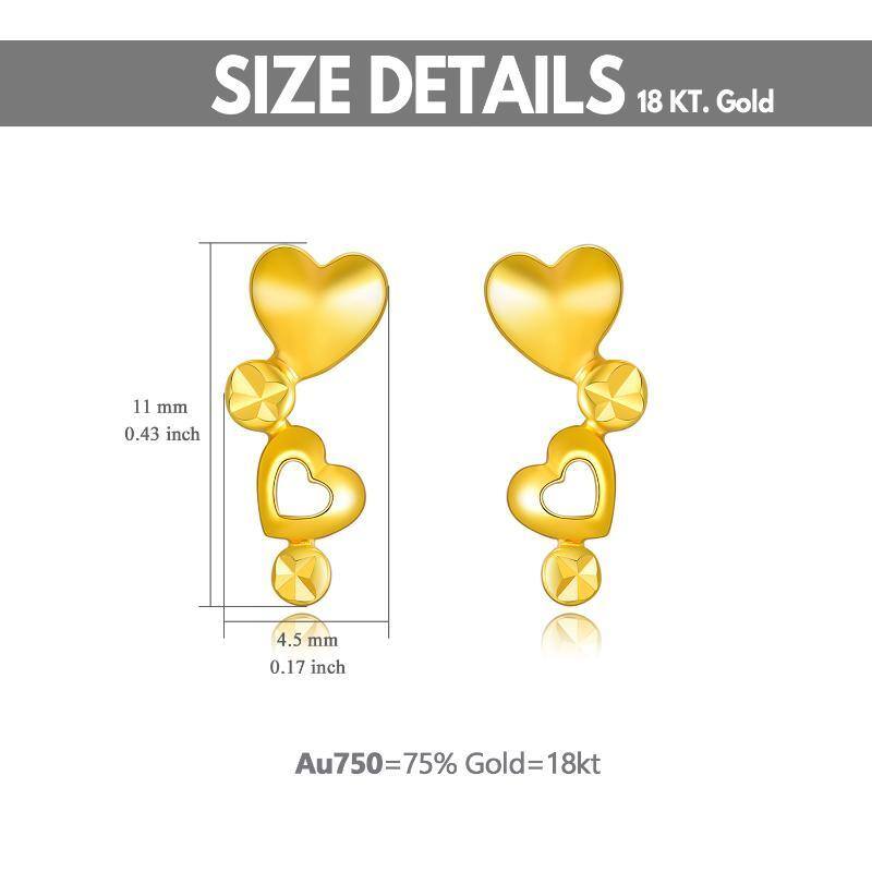 10K Yellow Gold Heart With Heart Stud Earrings For Women-6
