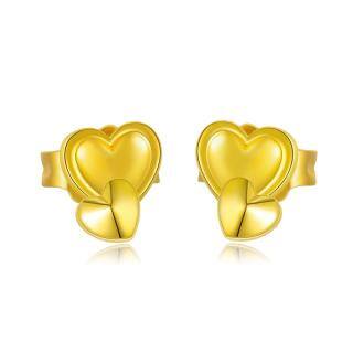 10K Gold Heart Stud Earrings For Women-54